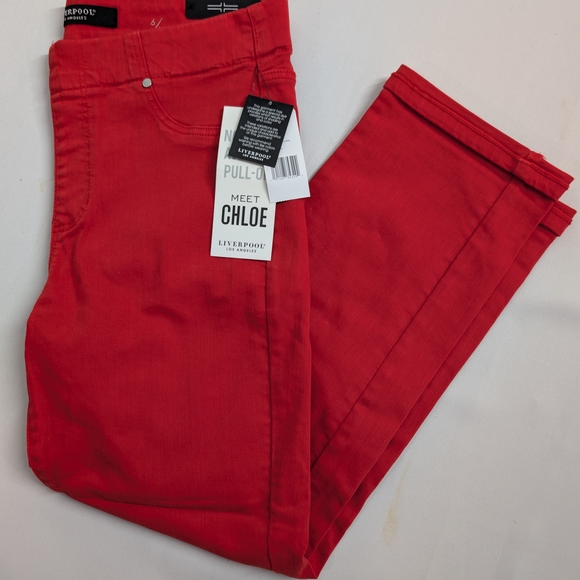 Liverpool Women's Burnt Orange (Molten Lava) Stretch Pull On Chloe Crop Pant - Picture 2 of 8